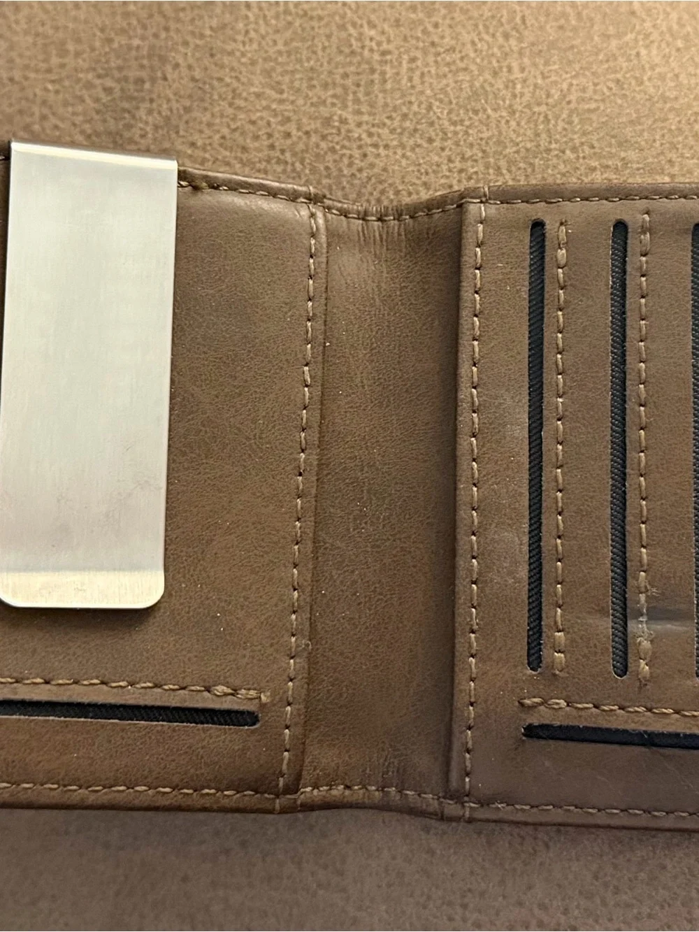 Suede Leather Wallet Card Holder - Taupe